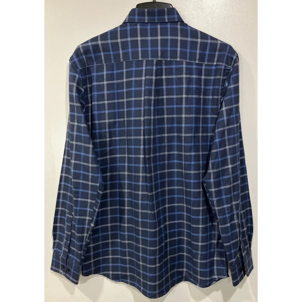 johnnie-O Fayette Button‎ Up Shirt Wake Checked Cotton Blue Medium NWT $168